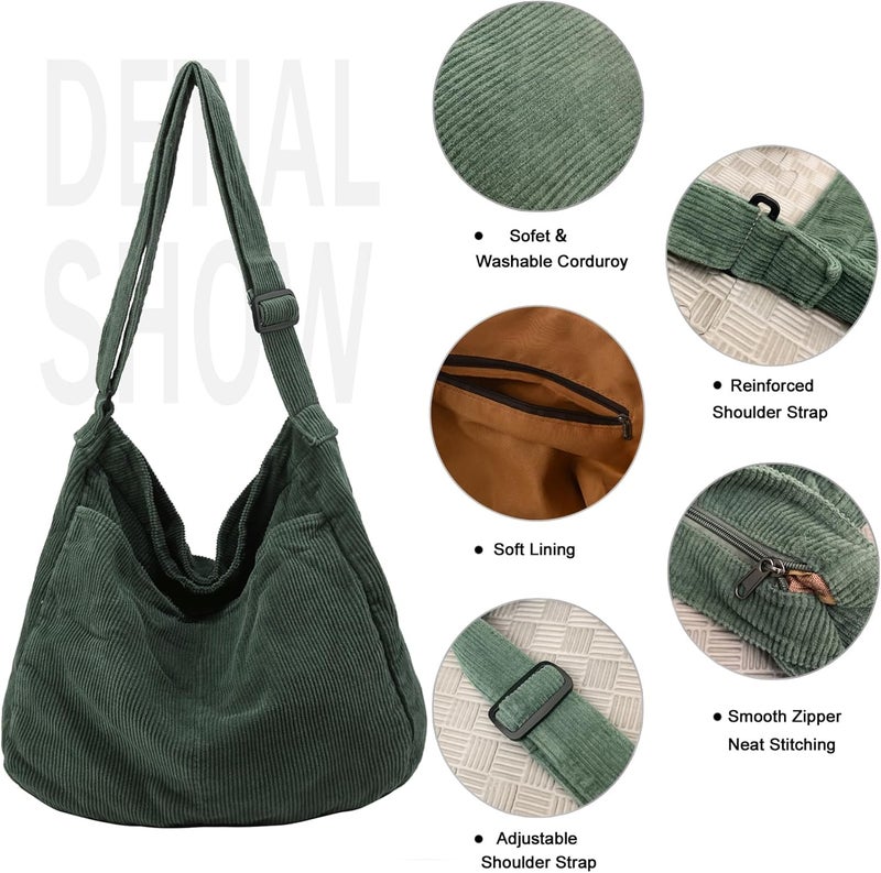 DAINAOTM Canvas Tote Bag Casual Hobo Crossbody Shoulder Bag for Women and Men Large Purse Messenger Bag Travel Work - Image 3